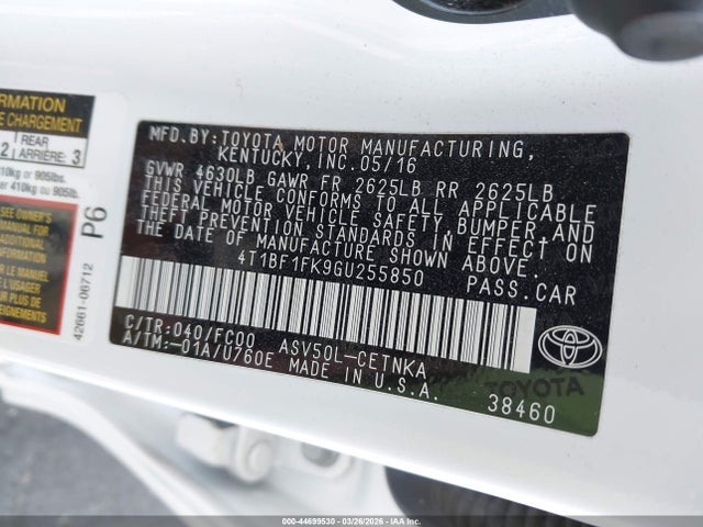 Toyota CAMRY LE 2016 4T1BF1FK9GU255850 Image 9