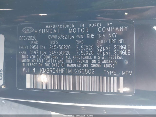 KM8R54HE1MU266802 Hyundai Palisade Limited