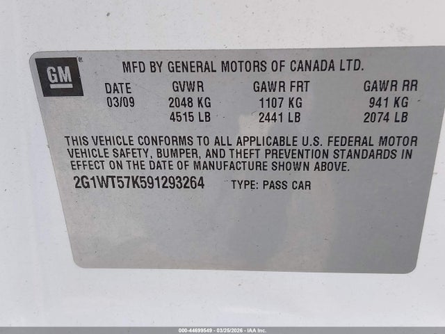 2009 CHEVROLET IMPALA 2G1WT57K591293264 Photo 8