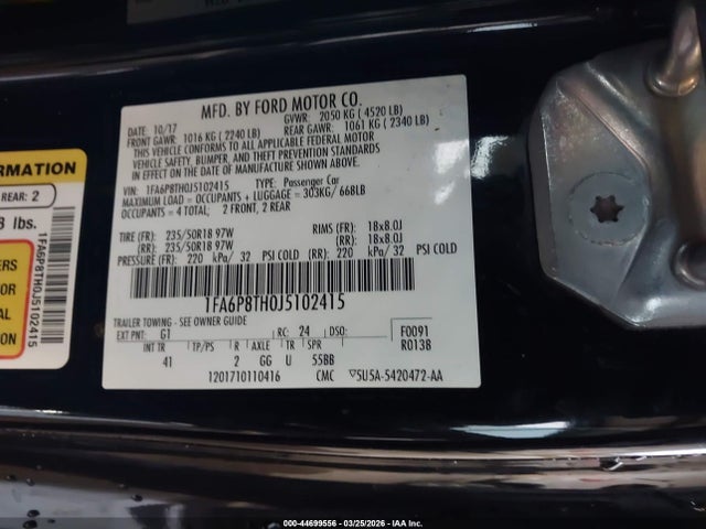 Ford Mustang Ecoboost 2018 1FA6P8TH0J5102415 Image 9