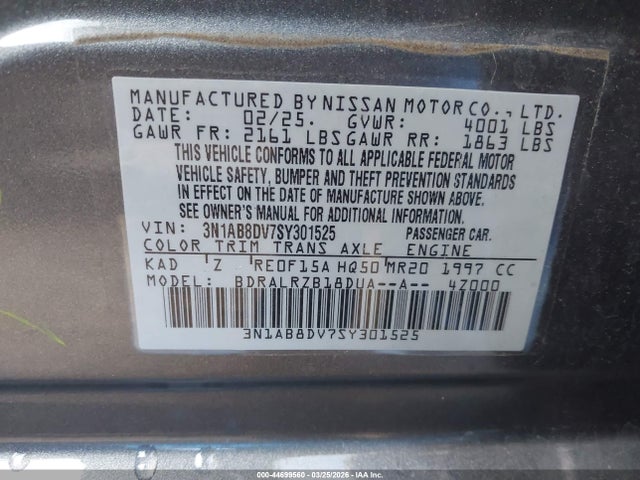 Nissan SENTRA SR 2025 3N1AB8DV7SY301525 Image 9