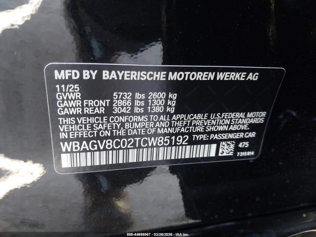 Продаж на аукціоні авто 2026 Bmw M850i Gran Coupe Xdrive, vin: WBAGV8C02TCW85192, номер лоту: 44699567