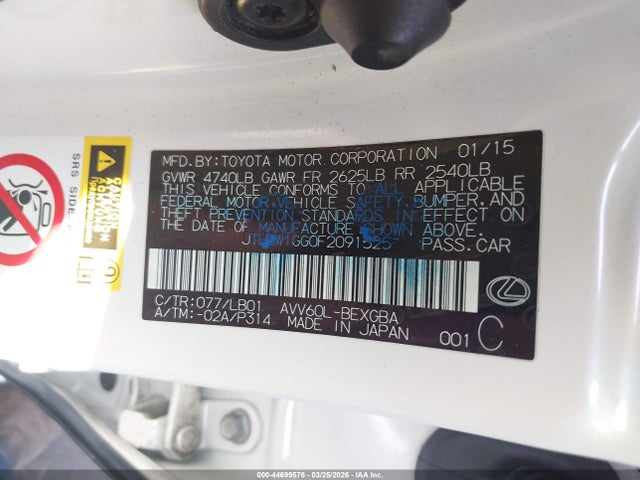 2015 LEXUS ES 300H JTHBW1GG0F2091525 Photo 8