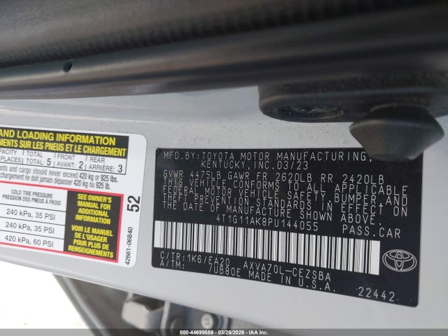 4T1G11AK8PU144055 Toyota CAMRY SE