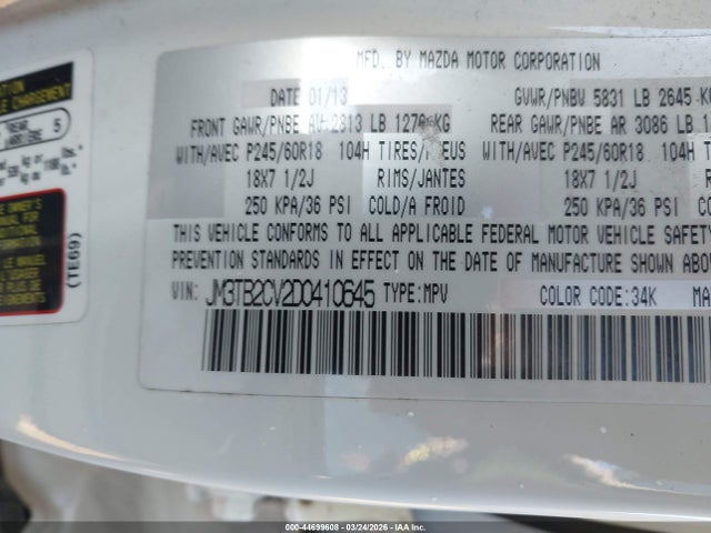 2013 MAZDA CX-9 JM3TB2CV2D0410645 Photo 8