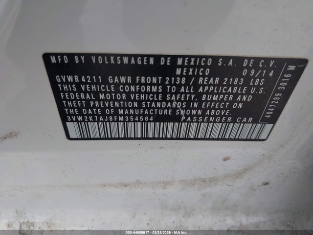 2015 VOLKSWAGEN JETTA 3VW2K7AJ8FM354564 Photo 8