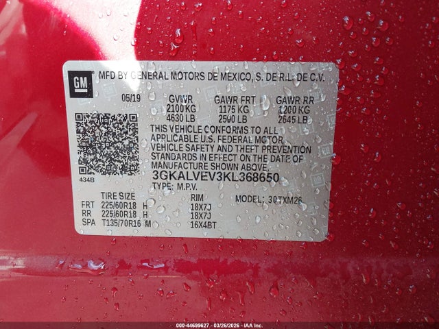 Aukcja sprzedaży 2019 Gmc Terrain Slt, vin: 3GKALVEV3KL368650, numer aukcji: 44699627