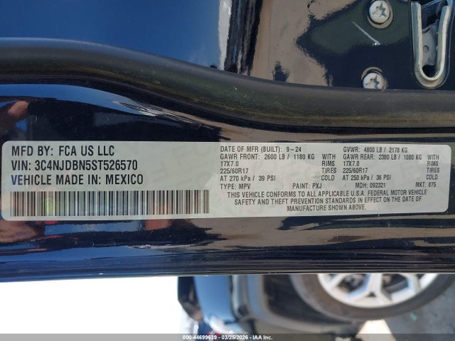 44699639 :رقم المزاد ، 3C4NJDBN5ST526570 vin ، 2025 Jeep Compass Latitude 4x4 مزاد بيع