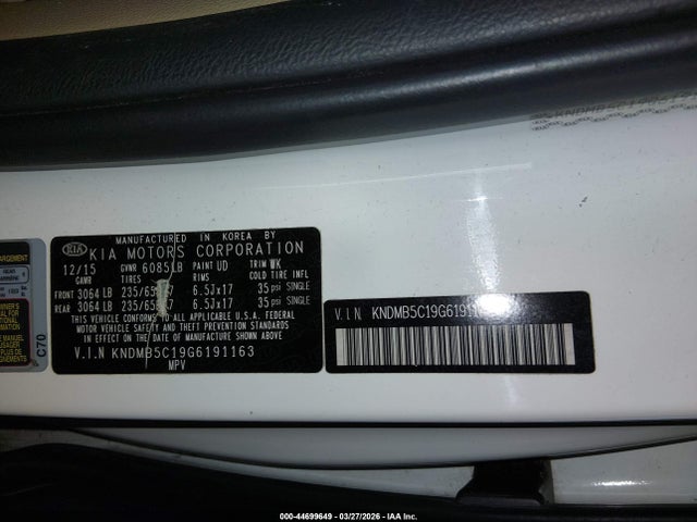 KIA SEDONA LX 2016 KNDMB5C19G6191163 Image 9