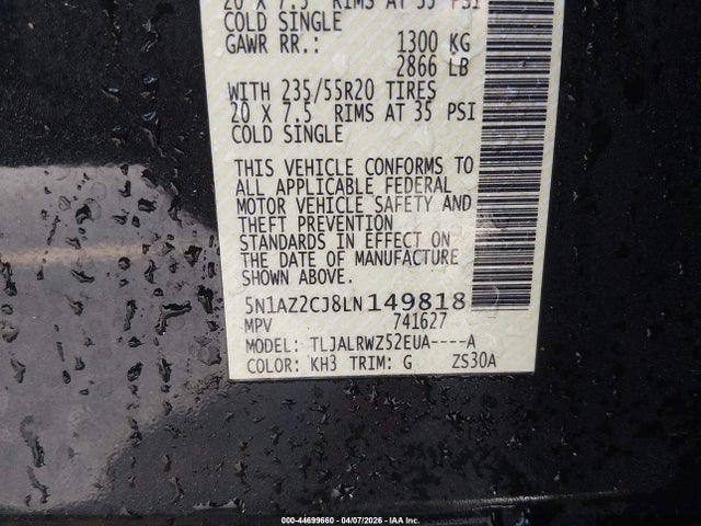 2020 NISSAN MURANO 5N1AZ2CJ8LN149818 Photo 8