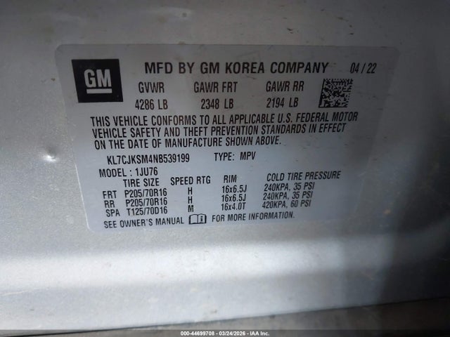 2022 CHEVROLET TRAX KL7CJKSM4NB539199 Photo 8