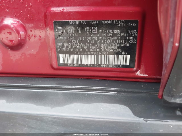 Продажа на аукционе авто 2014 Subaru Outback 2.5i Limited, vin: 4S4BRBKC2E3240931, номер лота: 44699720