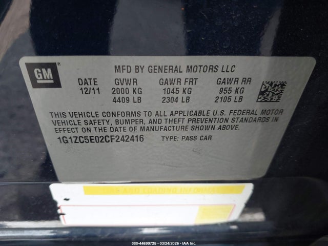 2012 CHEVROLET MALIBU 1G1ZC5E02CF242416 Photo 8