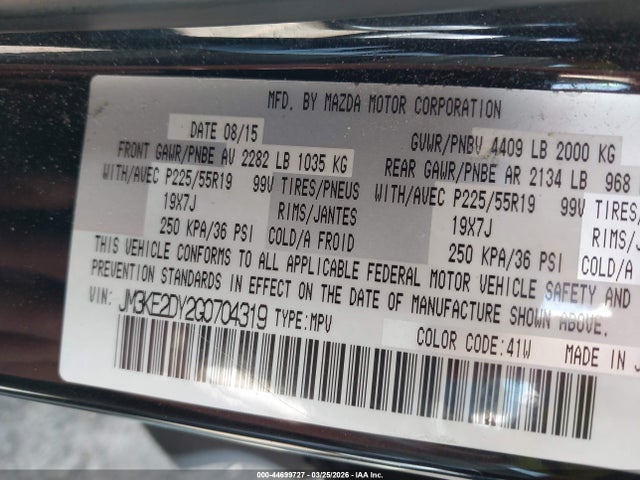 44699727 :رقم المزاد ، JM3KE2DY2G0704319 vin ، 2016 Mazda Cx-5 Grand Touring مزاد بيع