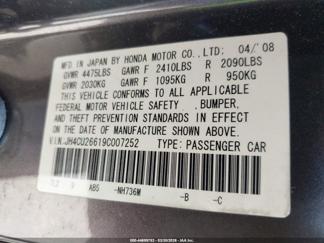 2009 ACURA TSX JH4CU26619C007252 Photo 8
