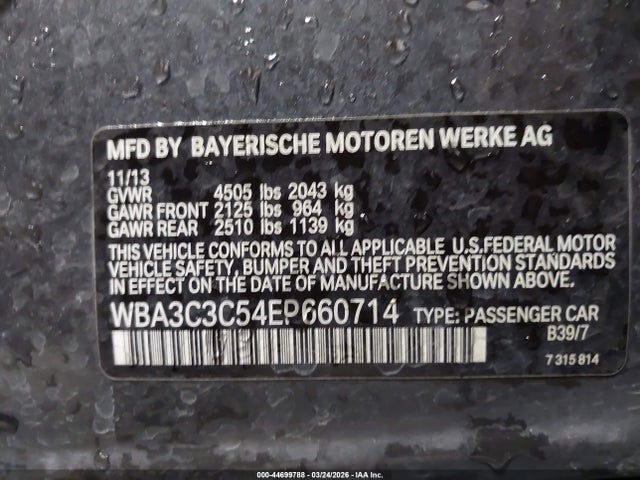 44699788 :رقم المزاد ، WBA3C3C54EP660714 vin ، 2014 Bmw 320i Xdrive مزاد بيع