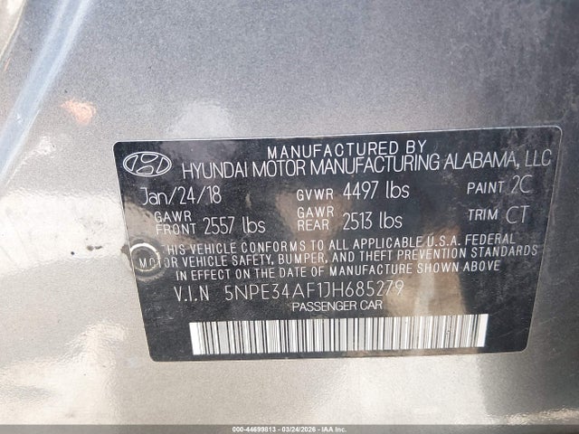 Продаж на аукціоні авто 2018 Hyundai Sonata Sport, vin: 5NPE34AF1JH685279, номер лоту: 44699813