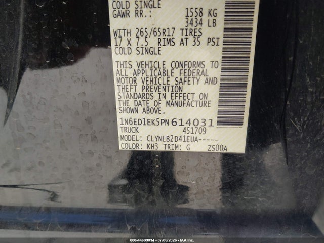 Nissan Frontier Sv 4x4 2023 1N6ED1EK5PN614031 Image 9