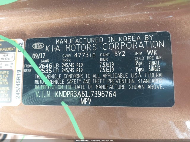 2018 KIA SPORTAGE KNDPR3A61J7396764 Photo 8