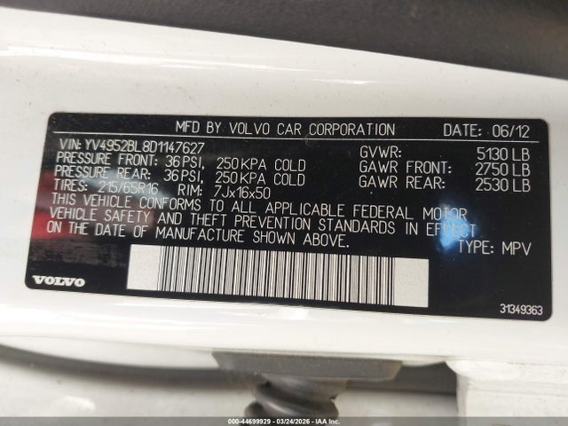 2013 VOLVO XC70 YV4952BL8D1147627 Photo 8