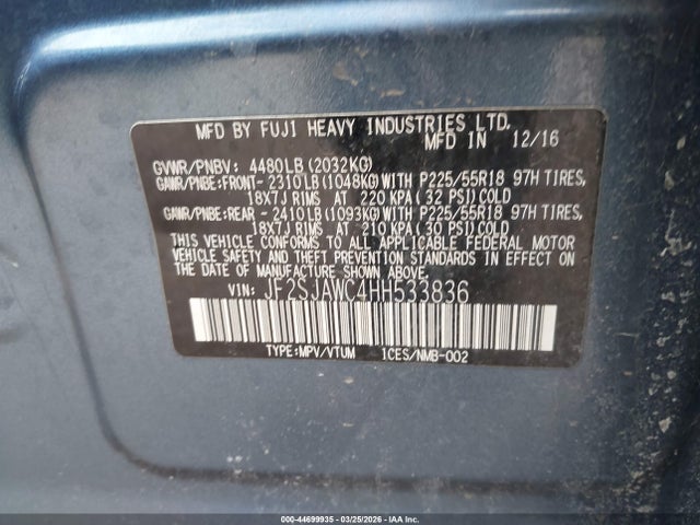 2017 SUBARU FORESTER JF2SJAWC4HH533836 Photo 8
