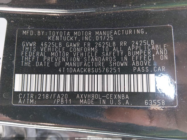4T1DAACK8SU576251 Toyota CAMRY LE