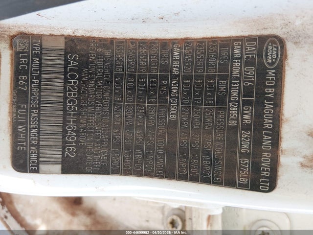 SALCR2BG5HH649162 Land Rover Discovery Sport Hse