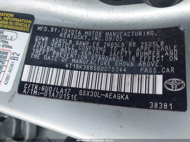 2006 TOYOTA AVALON 4T1BK36B56U075044 Photo 8