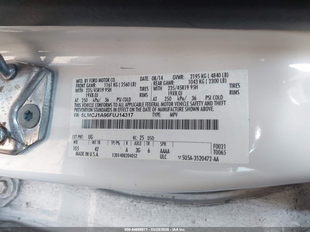 2015 LINCOLN MKC 5LMCJ1A96FUJ14317 Photo 8