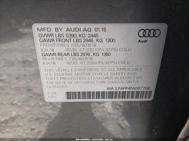 2015 AUDI Q5 WA1LFAFP4FA087758 Photo 8