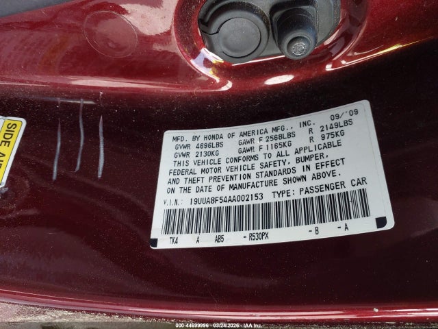Aukcja sprzedaży 2010 Acura Tl 3.5, vin: 19UUA8F54AA002153, numer aukcji: 44699996