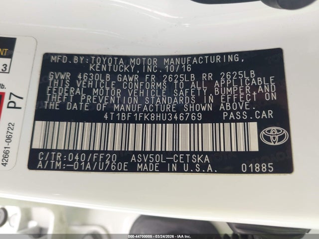 Toyota CAMRY SE 2017 4T1BF1FK8HU346769 Image 9