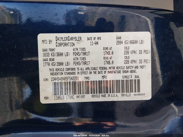 2005 DODGE DURANGO 1D4HB48N05F542291 Photo 8