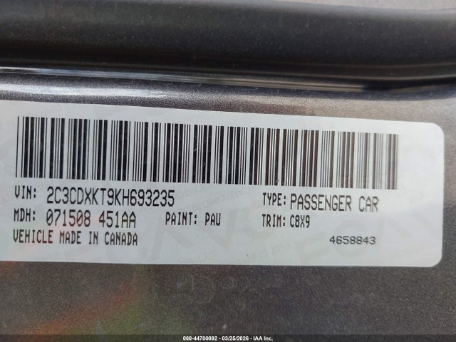 44700092 :رقم المزاد ، 2C3CDXKT9KH693235 vin ، 2019 Dodge Charger Police Awd مزاد بيع