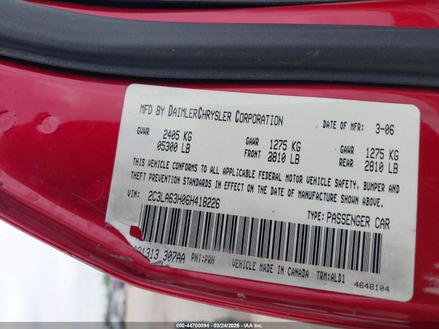 Aukcja sprzedaży 2006 Chrysler 300c, vin: 2C3LA63H06H418226, numer aukcji: 44700094