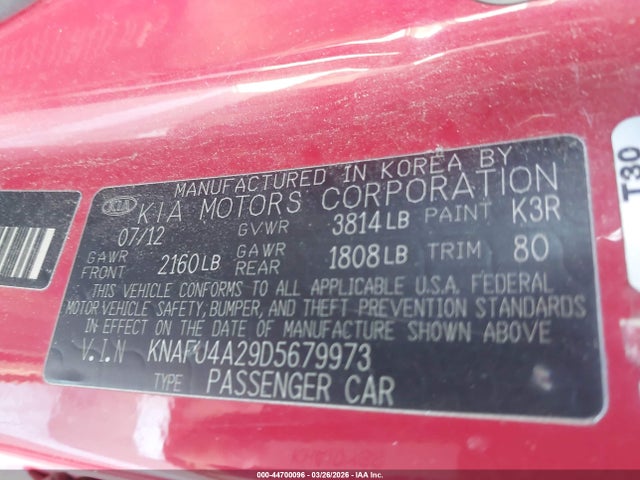 Aukcja sprzedaży 2013 Kia Forte Ex, vin: KNAFU4A29D5679973, numer aukcji: 44700096
