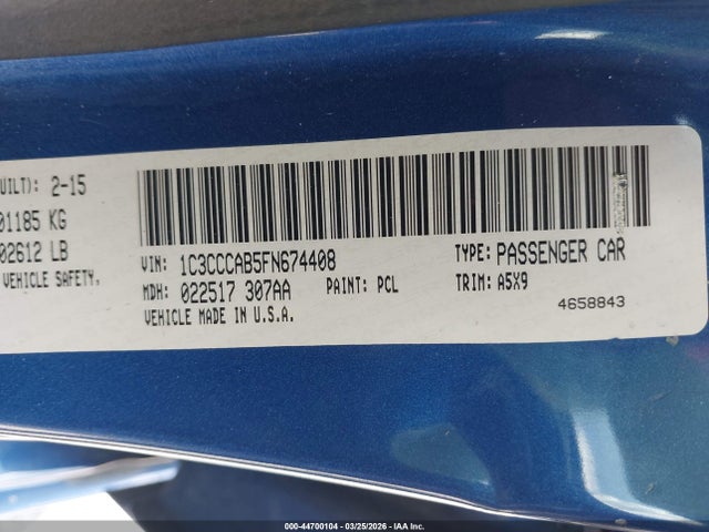 Продаж на аукціоні авто 2015 Chrysler 200 Limited, vin: 1C3CCCAB5FN674408, номер лоту: 44700104