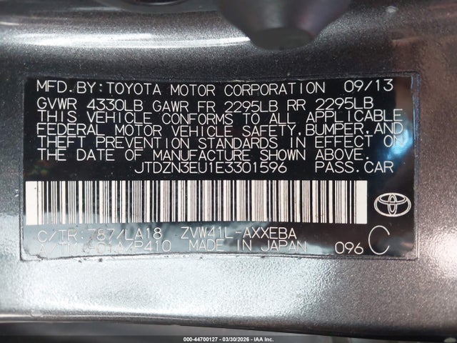 Auction sale of the 2014 Toyota Prius V Five/three/two, vin: JTDZN3EU1E3301596, lot number: 44700127