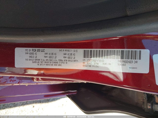 Aukcja sprzedaży 2015 Chrysler 200 Limited, vin: 1C3CCCAB6FN739153, numer aukcji: 44700140