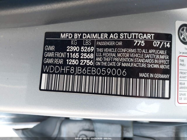 2014 Mercedes-benz E 350 4matic მანქანა იყიდება აუქციონზე, vin: WDDHF8JB6EB059006, აუქციონის ნომერი: 44700171