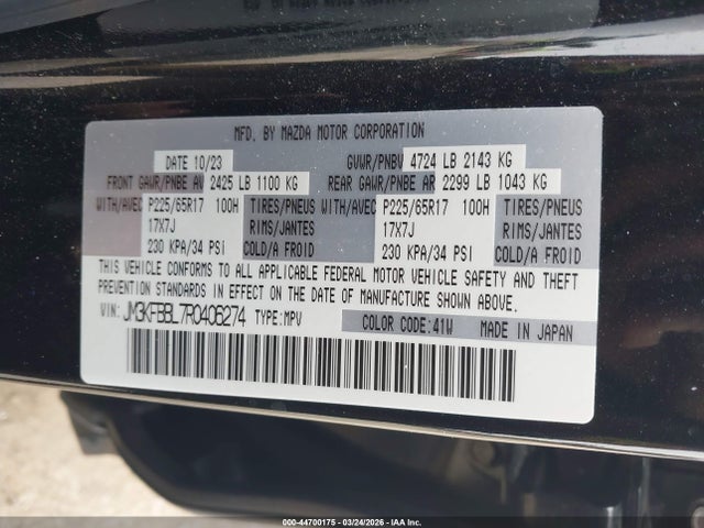 Aukcja sprzedaży 2024 Mazda Cx-5 2.5 S Select, vin: JM3KFBBL7R0406274, numer aukcji: 44700175