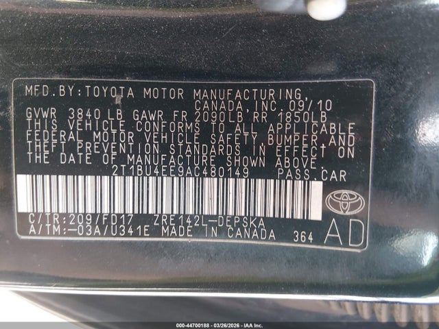 2010 TOYOTA COROLLA 2T1BU4EE9AC480149 Photo 8