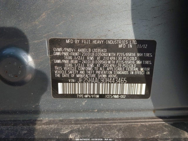 2013 SUBARU FORESTER JF2SHAAC9DH443465 Photo 8