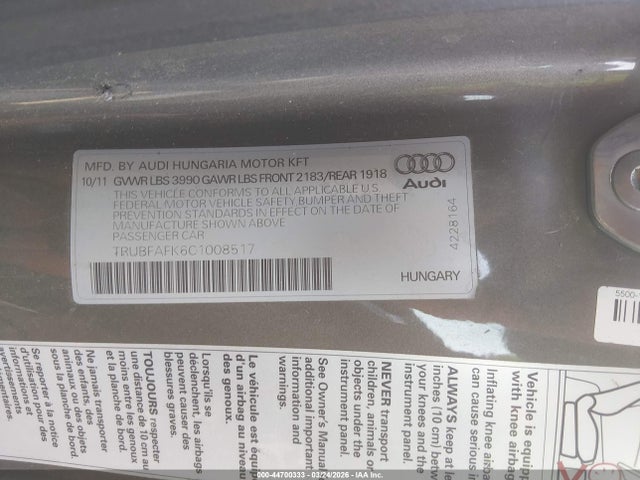 2012 AUDI TT TRUBFAFK6C1008517 Photo 8