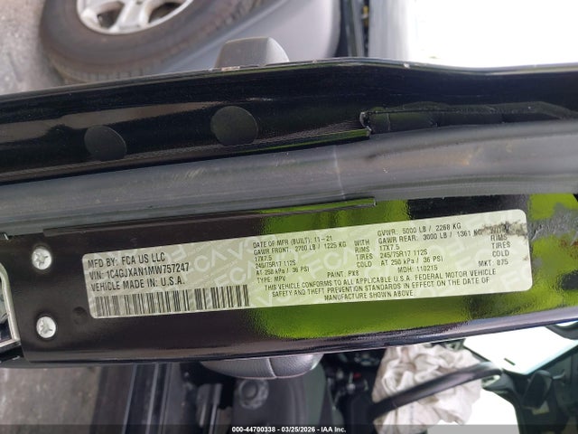 2021 JEEP WRANGLER 1C4GJXAN1MW757247 Photo 8