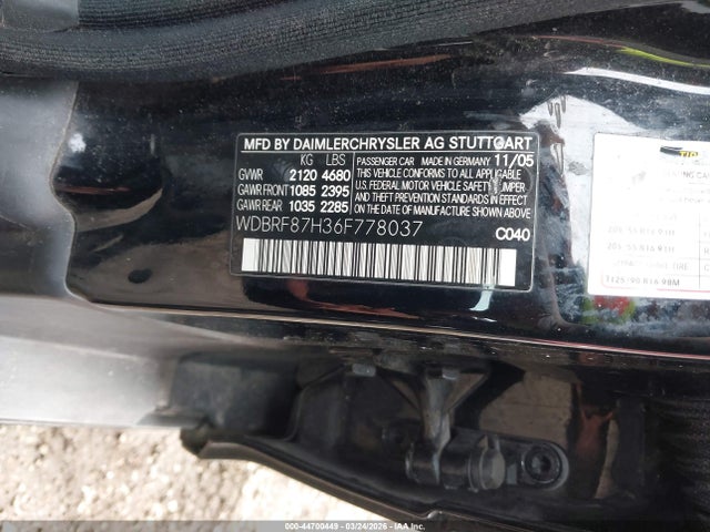 Aukcja sprzedaży 2006 Mercedes-benz C 350 Luxury 4matic, vin: WDBRF87H36F778037, numer aukcji: 44700449