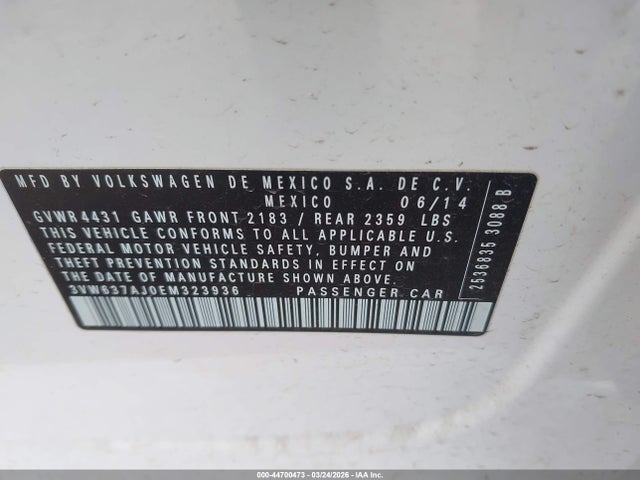 3VW637AJ0EM323936 Volkswagen Jetta Hybrid Sel Premium
