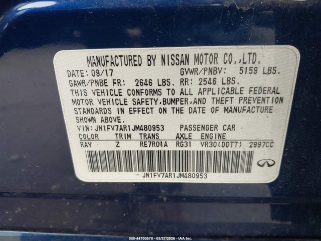 Продаж на аукціоні авто 2018 Infiniti Q50 3.0t Red Sport 400, vin: JN1FV7AR1JM480953, номер лоту: 44700570