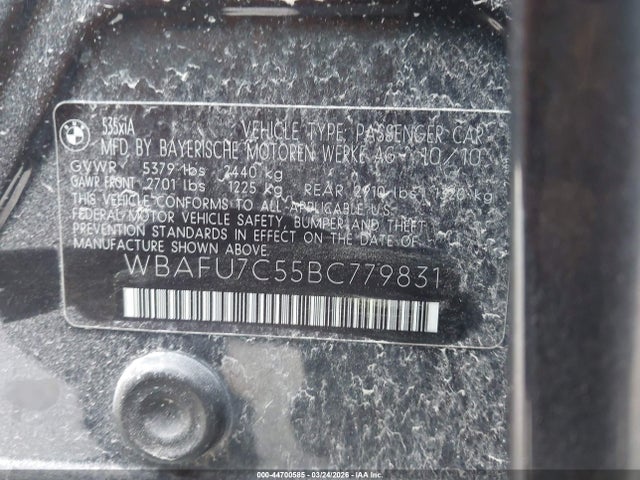 44700585 :رقم المزاد ، WBAFU7C55BC779831 vin ، 2011 Bmw 535i Xdrive مزاد بيع