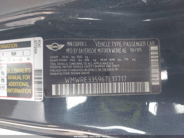 2006 MINI COOPER S WMWRE33596TL17717 Photo 8